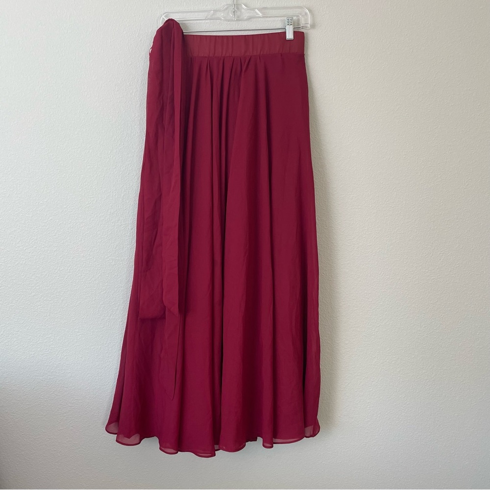 Burgundy Flowy Maxi Skirt - Picture 5 of 7